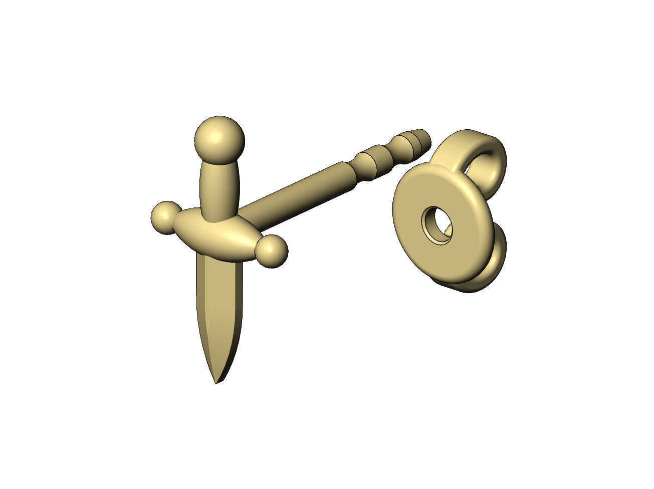 Dagger stud earring 3D print model_4
