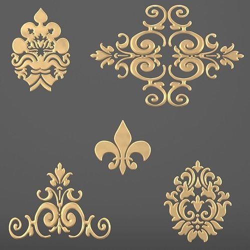 OrnamentVol01 three ornate designs Free 3D model