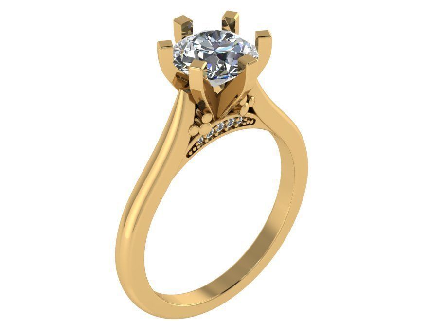 Engraving Floral Ring With Diamond 1855 3D print model 3D print model_1