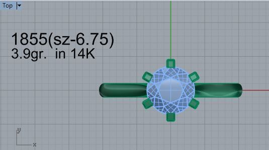 Engraving Floral Ring With Diamond 1855 3D print model 3D print model_4