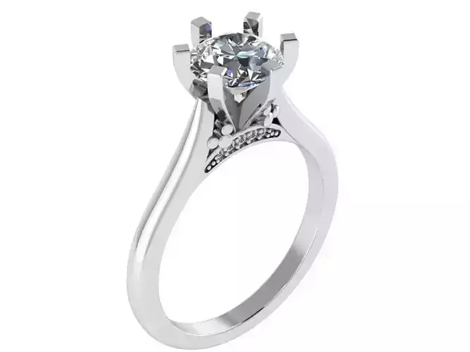 Engraving Floral Ring With Diamond 1855 3D print model