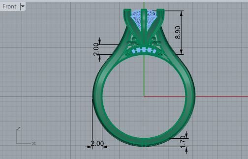 Engraving Floral Ring With Diamond 1855 3D print model 3D print model_5