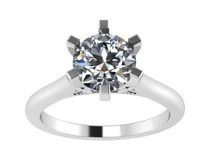 Engraving Floral Ring With Diamond 1855 3D print model 3D print model_2