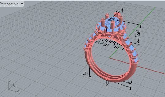 Halo Ruby Diamond Ring 1856  3D print model 3D print model_7