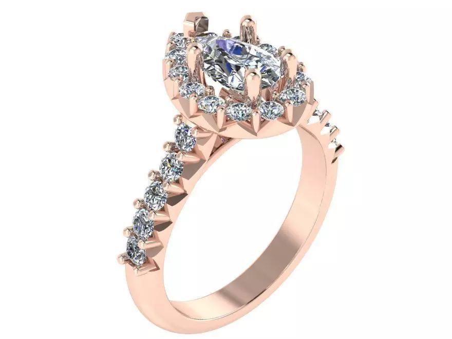 Halo Ruby Diamond Ring 1856  3D print model 3D print model_0