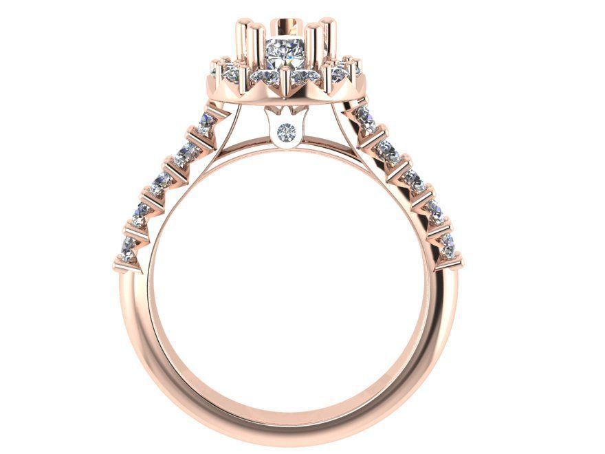 Halo Ruby Diamond Ring 1856  3D print model 3D print model_2