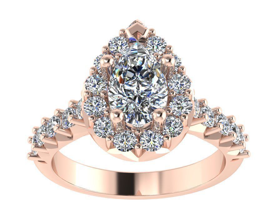 Halo Ruby Diamond Ring 1856  3D print model 3D print model_1