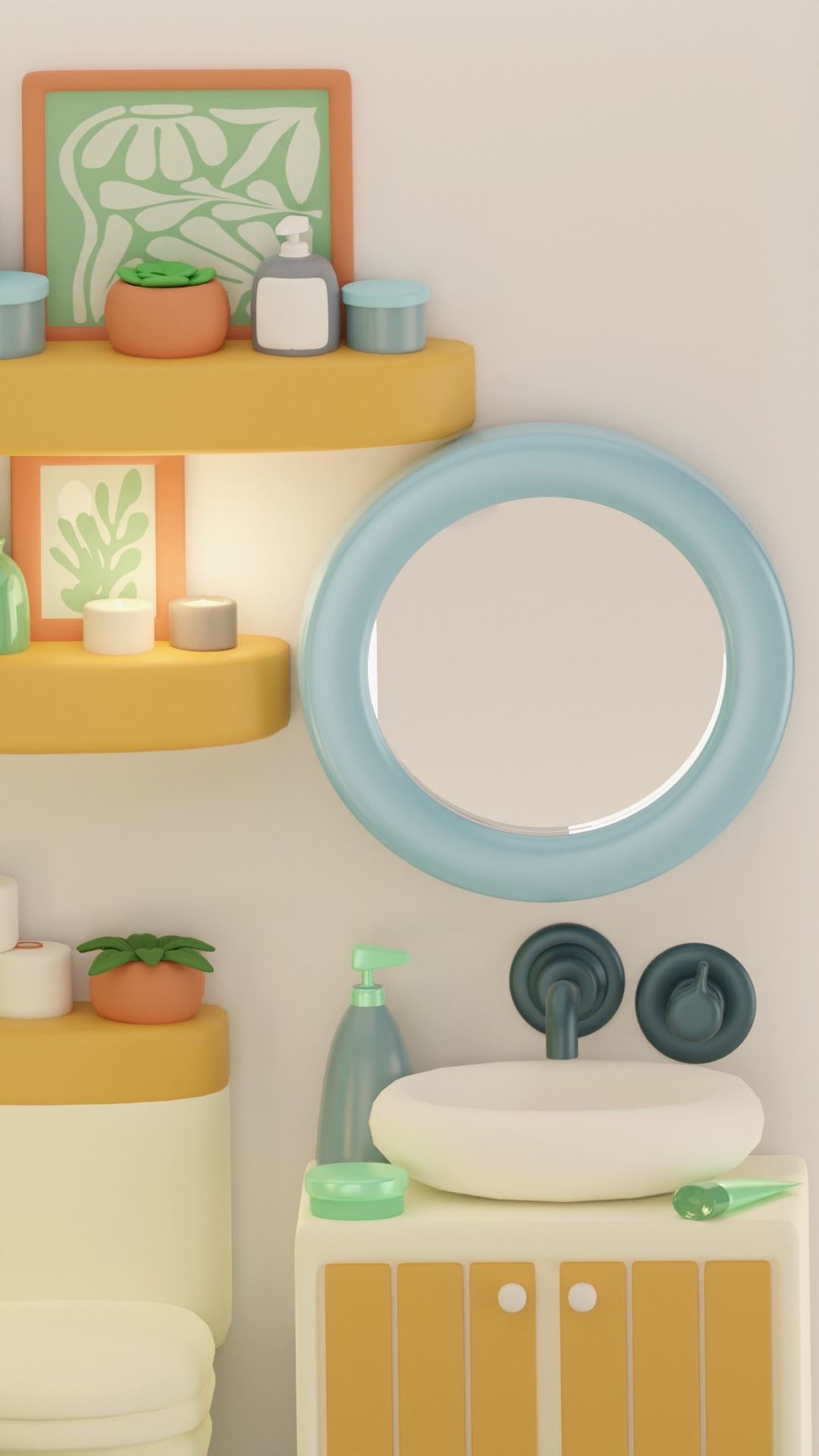 Isometric Bathroom Design for Unity Low-poly Game ready Low-poly 3D model_3