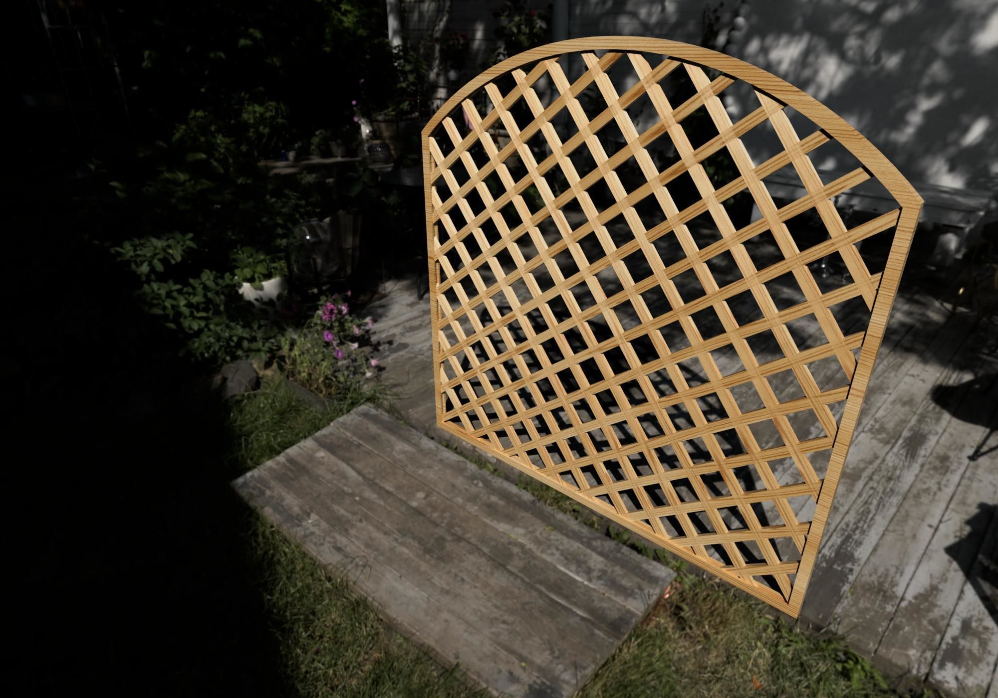 Arc wooden fence trellis for garden Low-poly 3D model_4