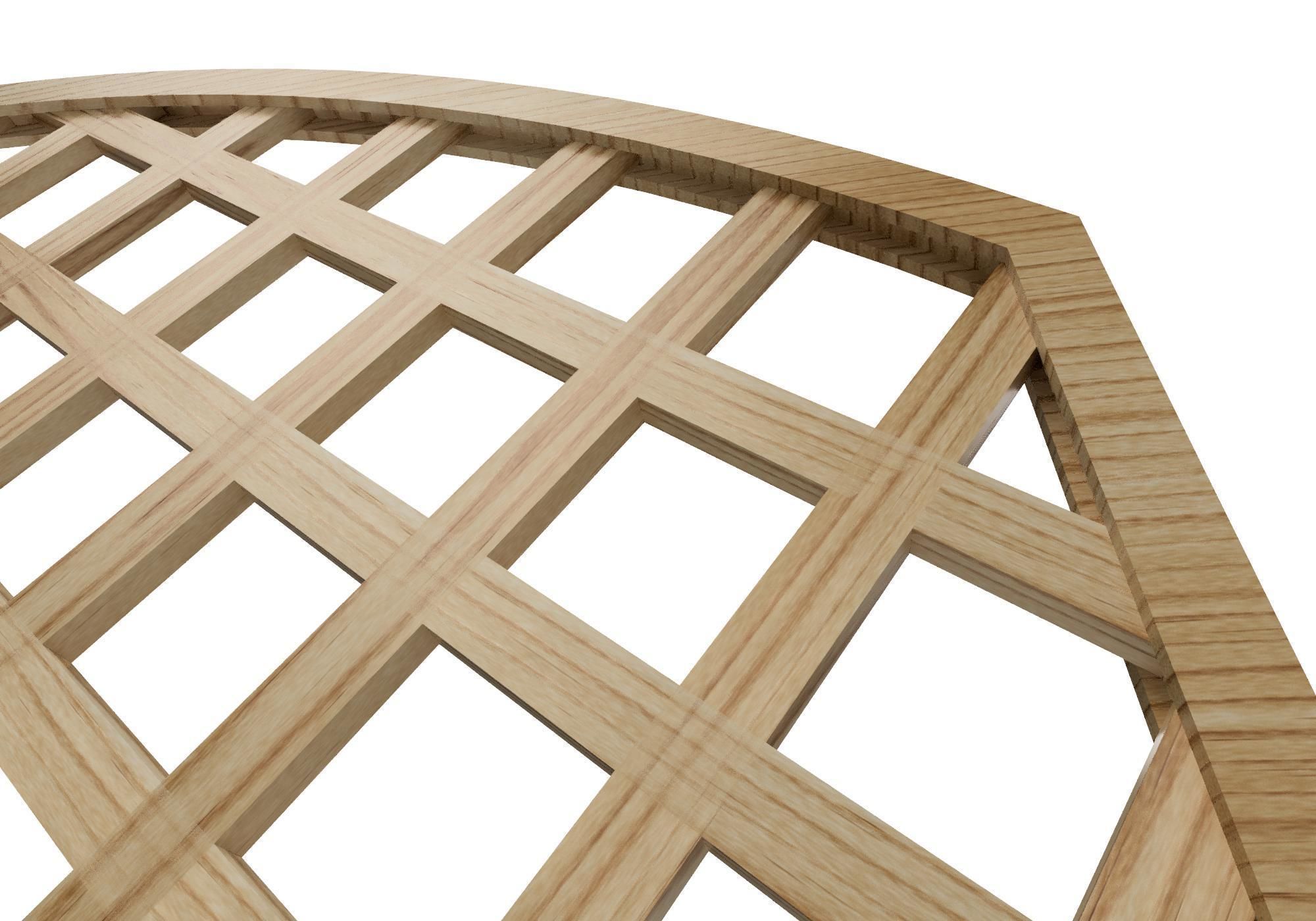 Arc wooden fence trellis for garden Low-poly 3D model_3