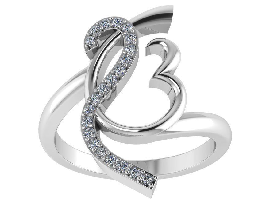 Heart ring with diamond stones 1861 3D print model 3D print model_2