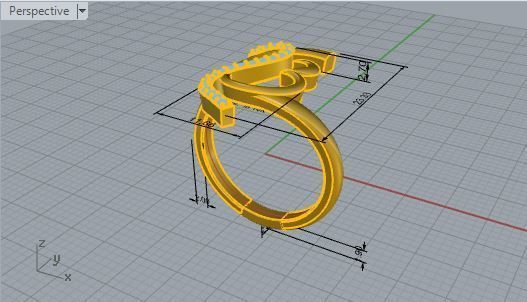 Heart ring with diamond stones 1861 3D print model 3D print model_7