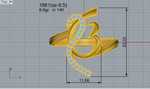 Heart ring with diamond stones 1861 3D print model 3D print model_4