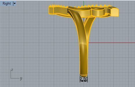 Heart ring with diamond stones 1861 3D print model 3D print model_6