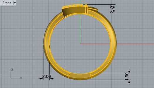 Heart ring with diamond stones 1861 3D print model 3D print model_5