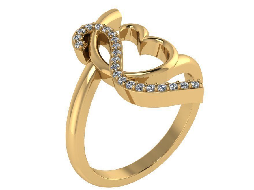 Heart ring with diamond stones 1861 3D print model 3D print model_1