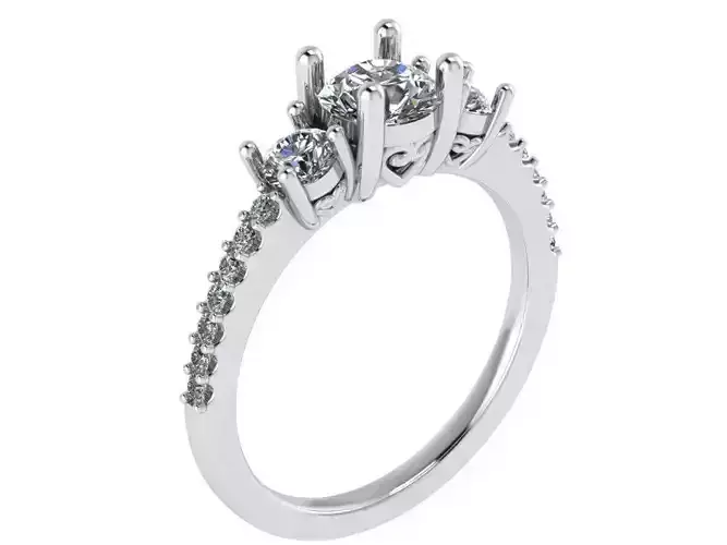 3-Stone Diamond ring 1862 3D print model
