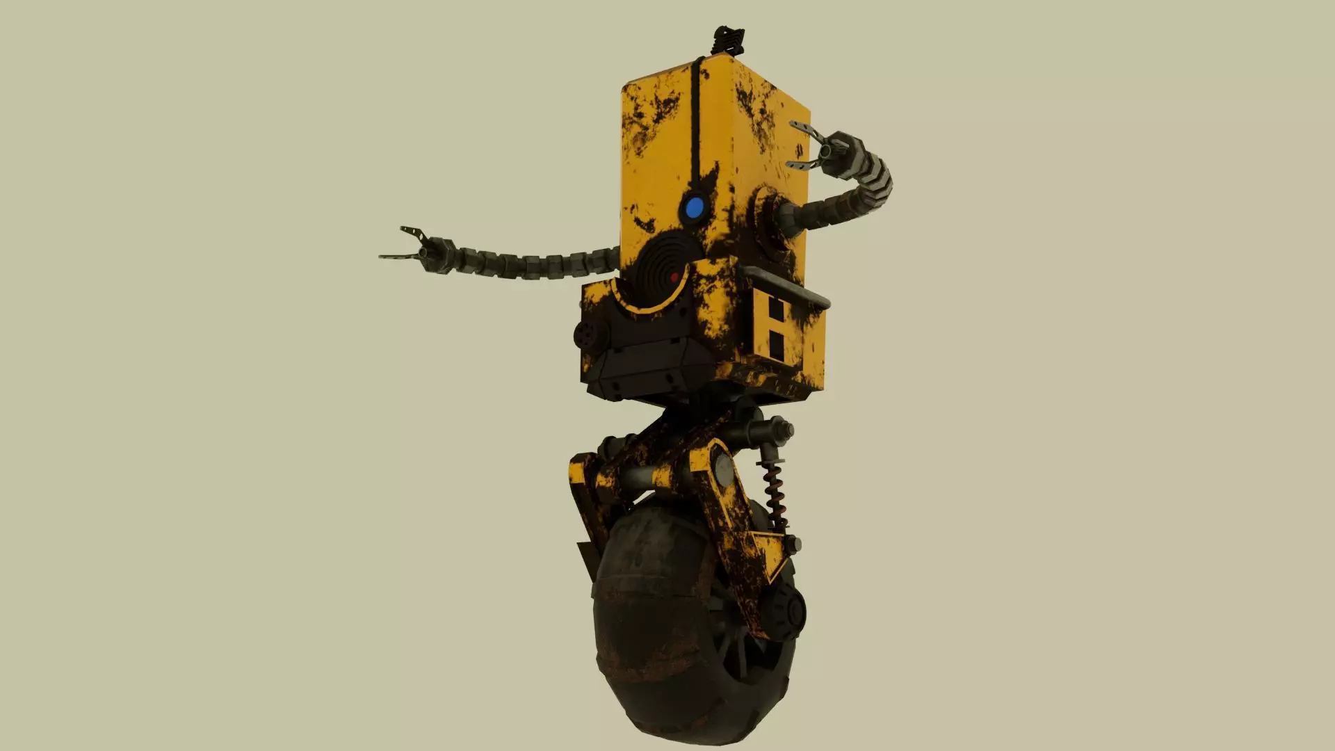 Wheely samurai robot in fallout Free low-poly 3D model