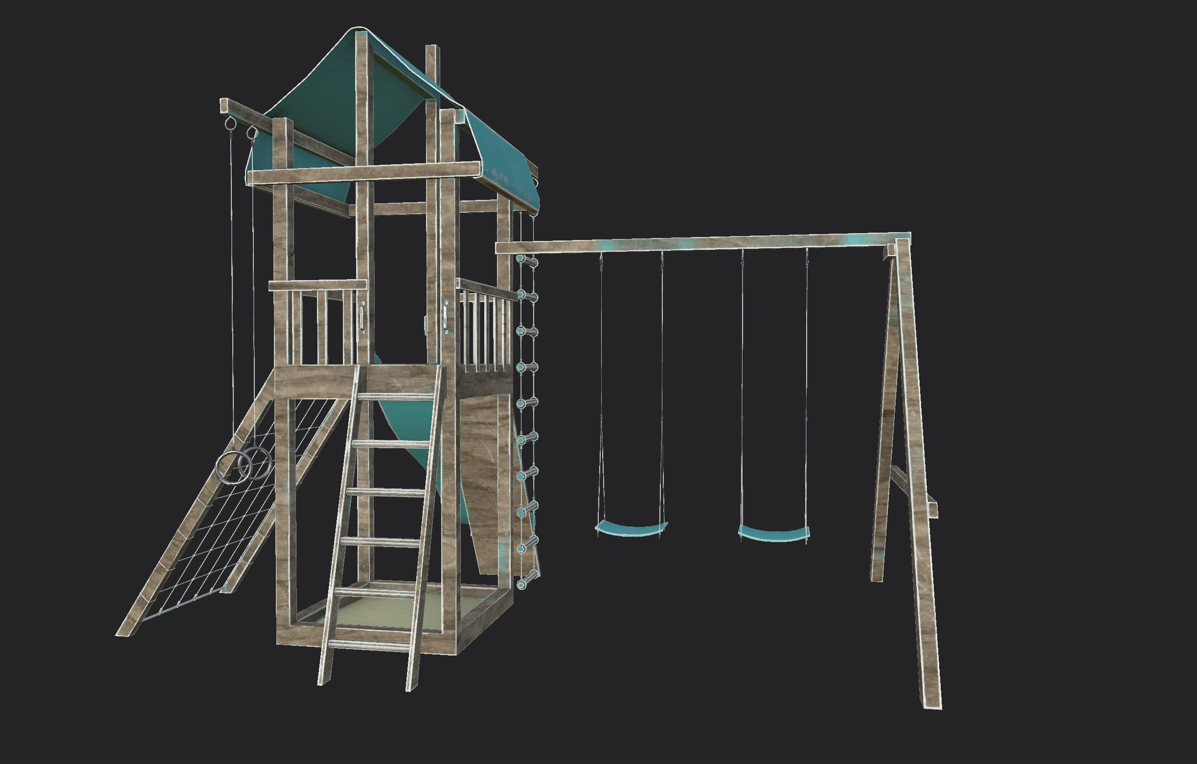 Playground PBR Game Ready set Low-poly 3D model_1