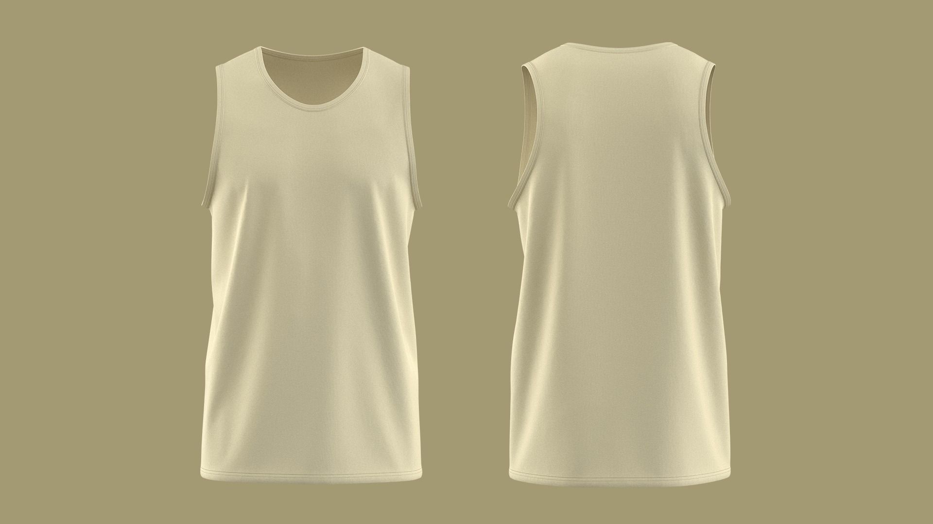 Athletic Men Cotton Performance Sleeveless Muscle T-Shirt 3D model_1