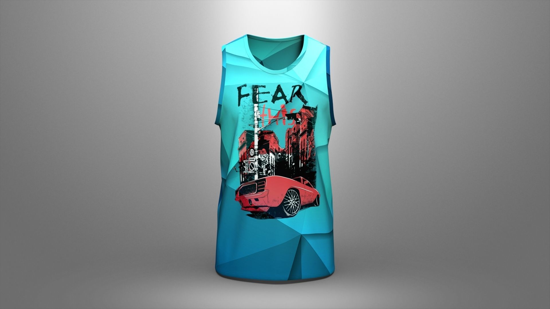 Athletic Men Cotton Performance Sleeveless Muscle T-Shirt 3D model_3