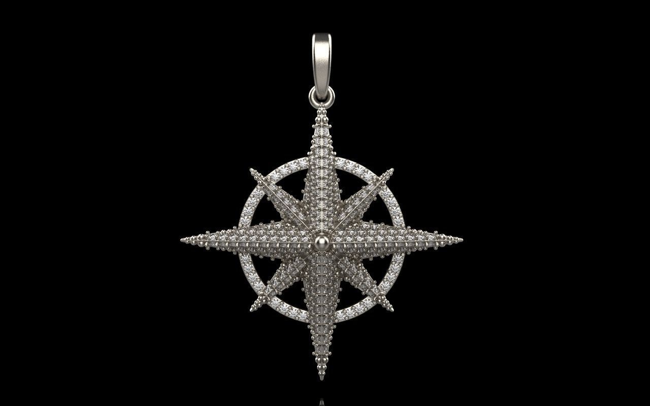 Compass star pendant model 298 3D print model_2