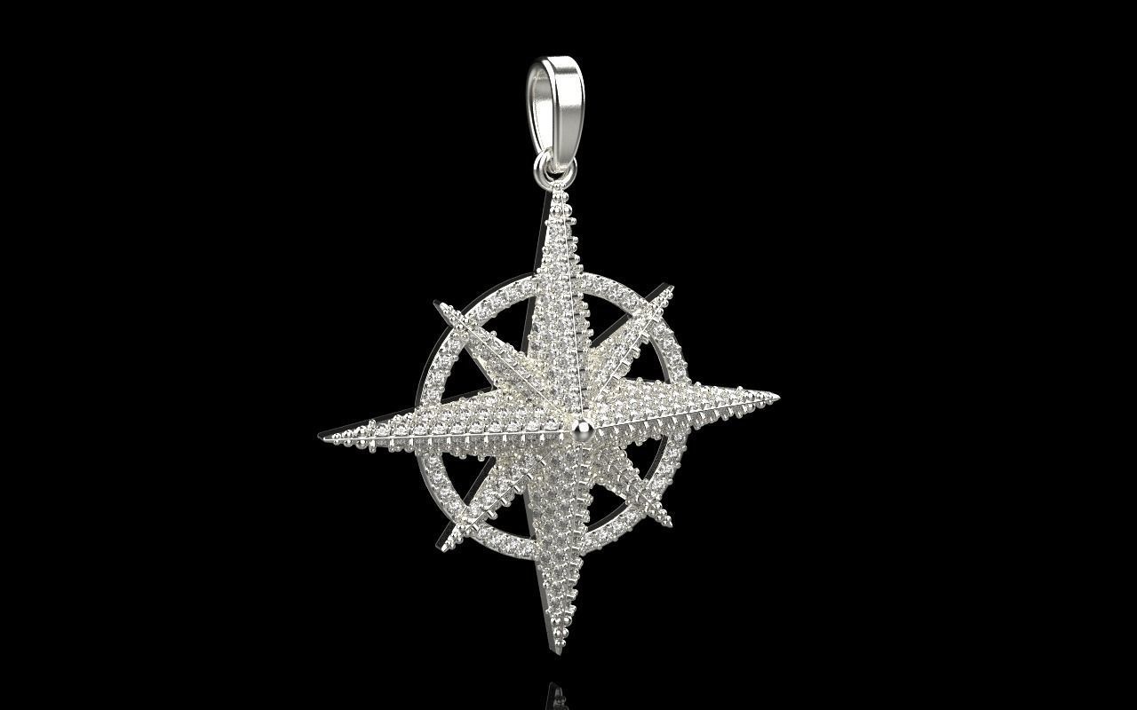 Compass star pendant model 298 3D print model_23