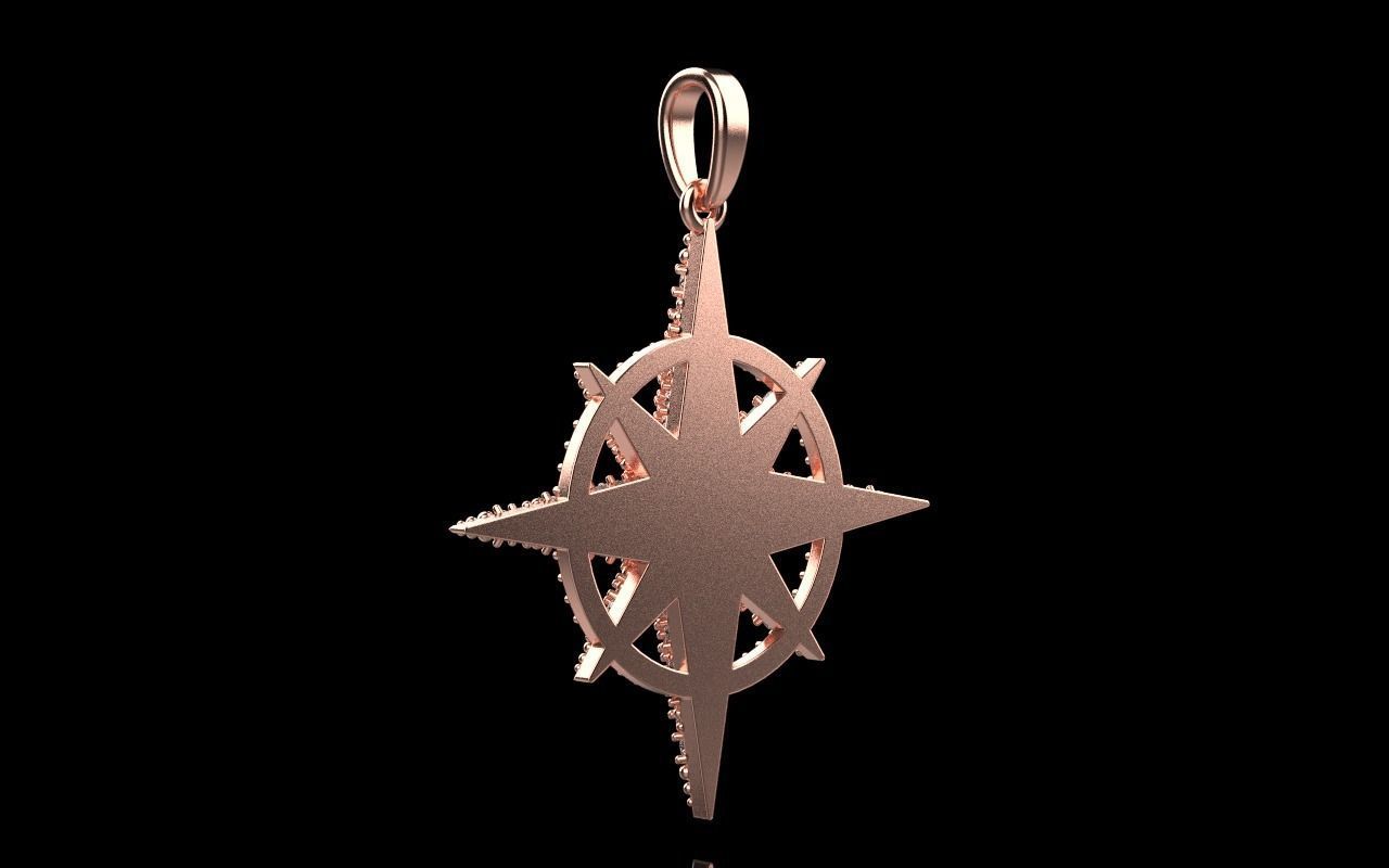 Compass star pendant model 298 3D print model_17