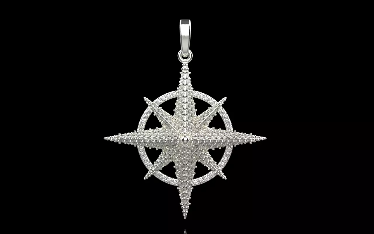 Compass star pendant model 298 3D print model_0
