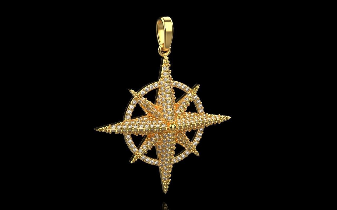 Compass star pendant model 298 3D print model_28