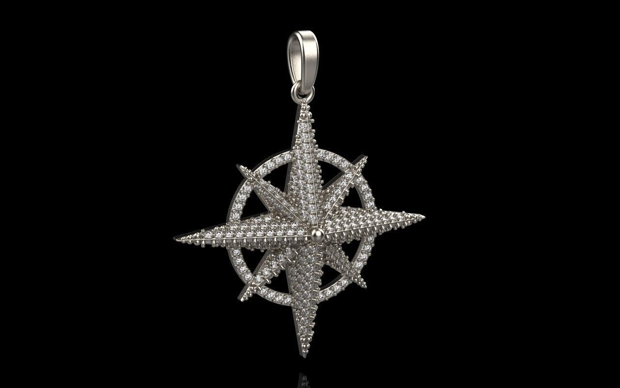 Compass star pendant model 298 3D print model_25