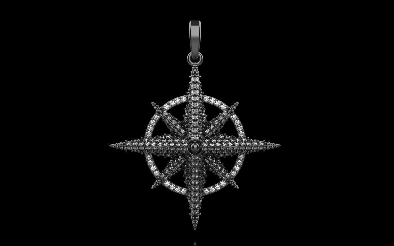 Compass star pendant model 298 3D print model_21