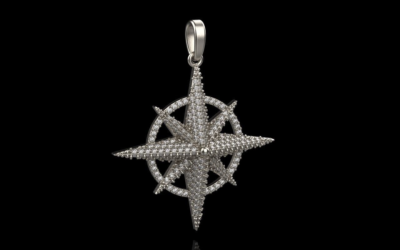 Compass star pendant model 298 3D print model_26