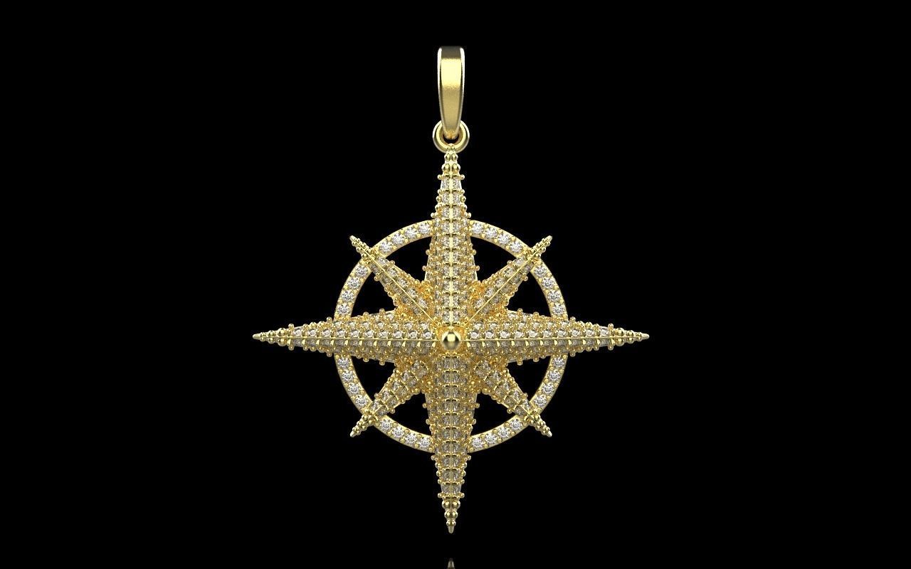 Compass star pendant model 298 3D print model_13
