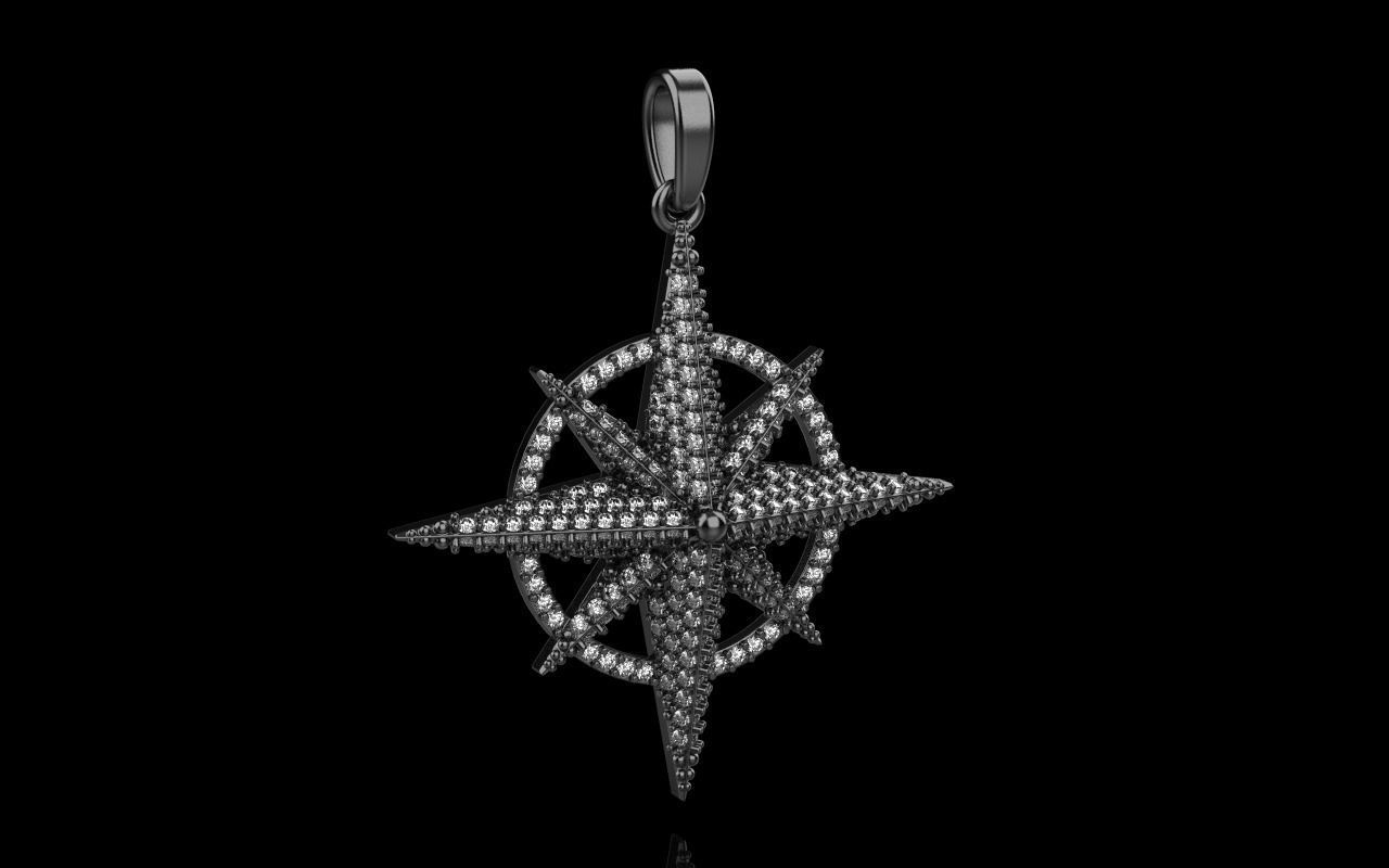 Compass star pendant model 298 3D print model_22