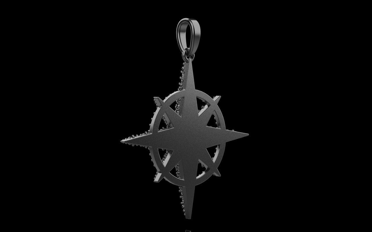 Compass star pendant model 298 3D print model_16