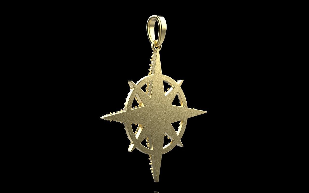 Compass star pendant model 298 3D print model_19