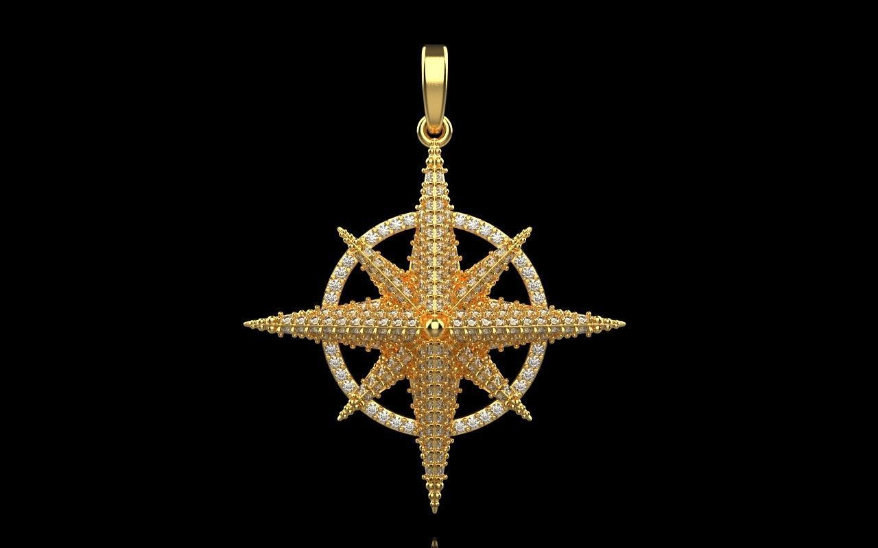 Compass star pendant model 298 3D print model_1