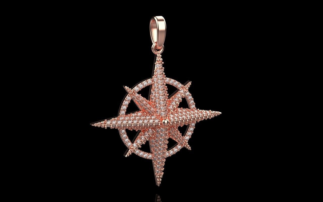 Compass star pendant model 298 3D print model_24