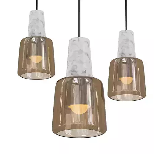 FARIN three pendant lights with glass and marble