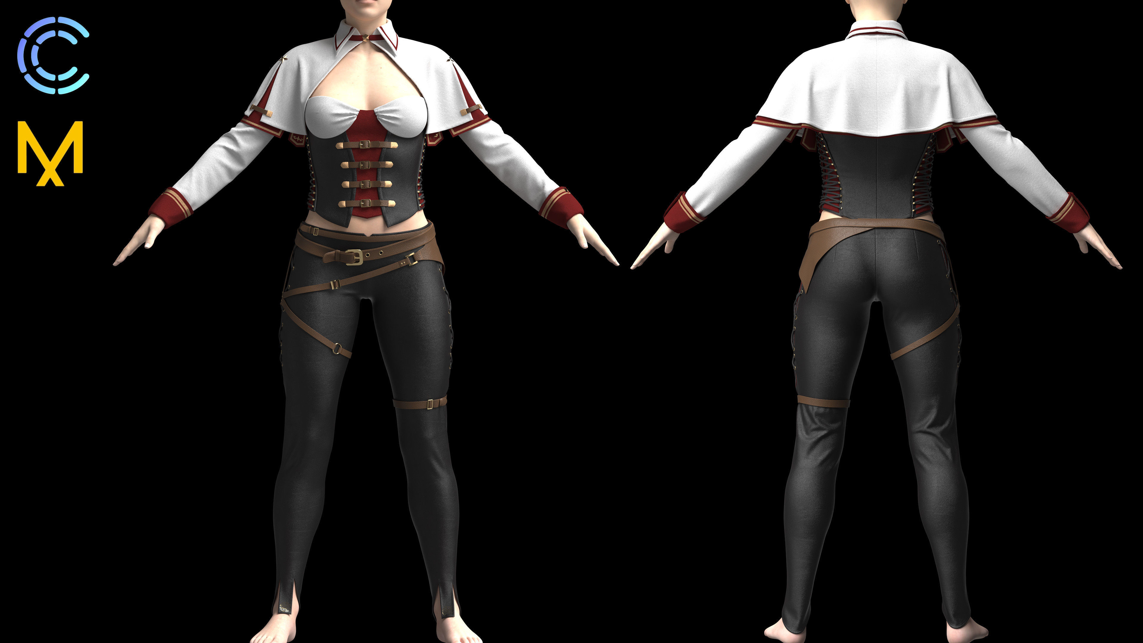 WOMAN DUELIST CLOTHES 3D model_1