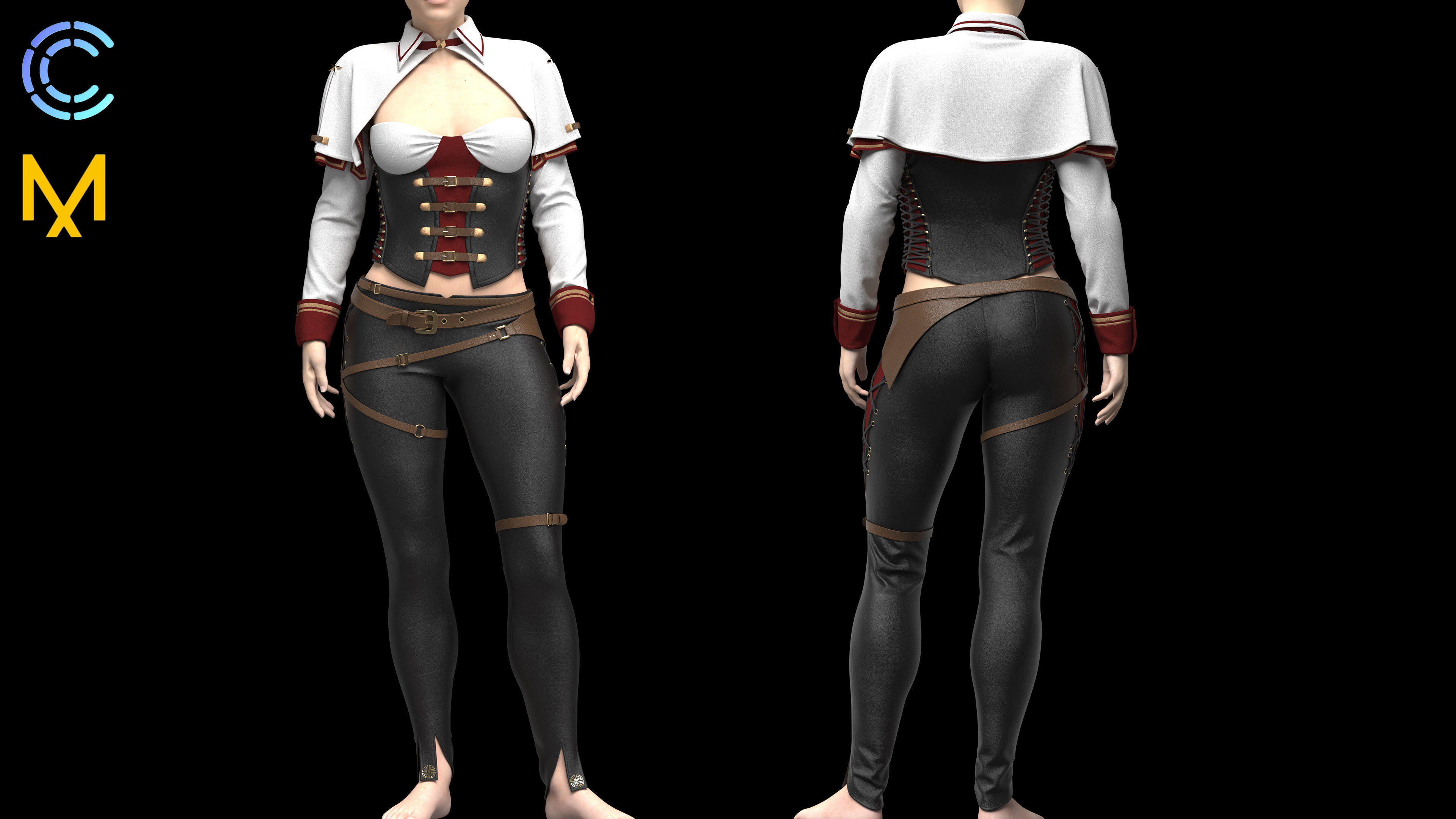 WOMAN DUELIST CLOTHES 3D model_2