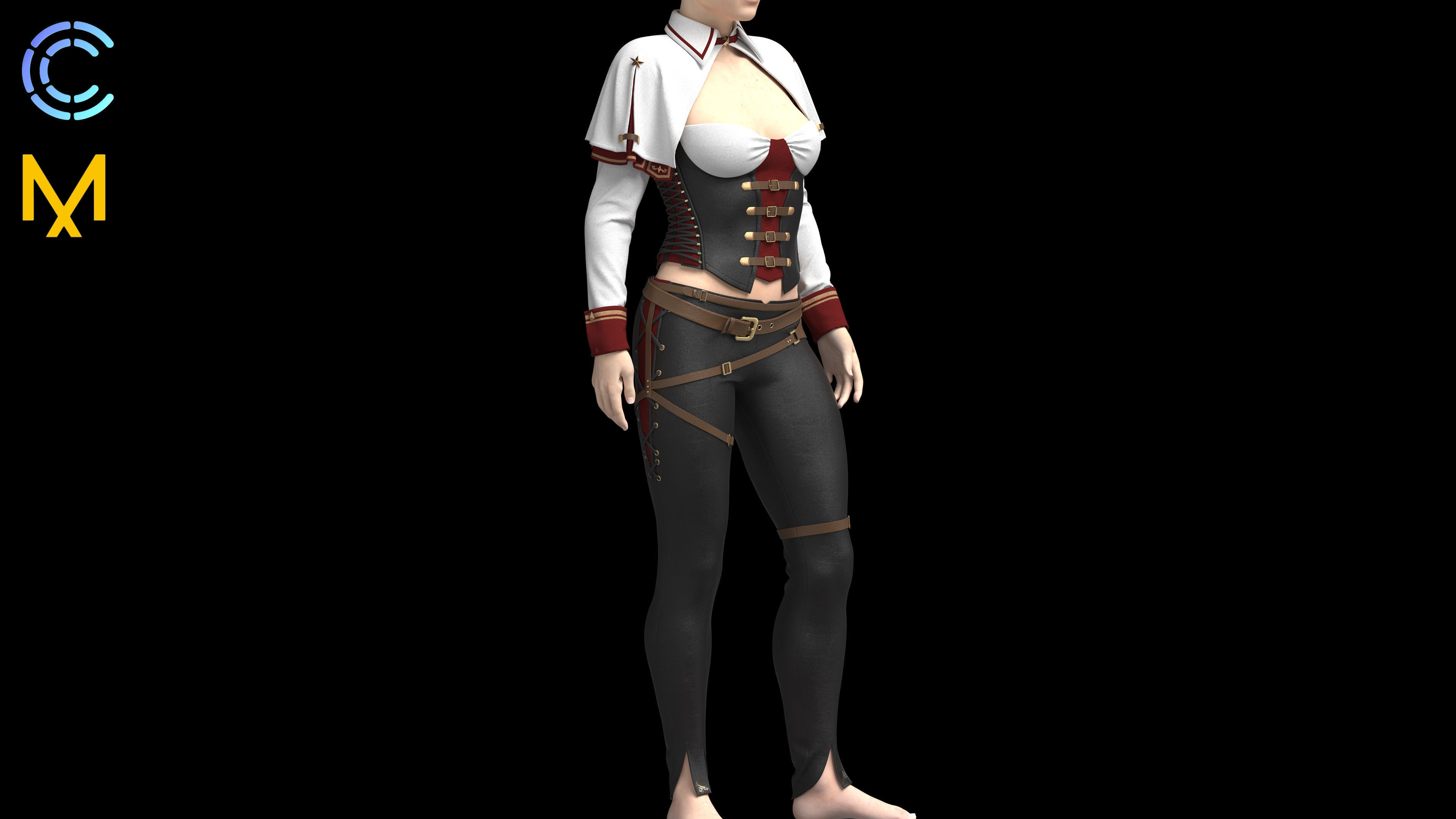 WOMAN DUELIST CLOTHES 3D model_3