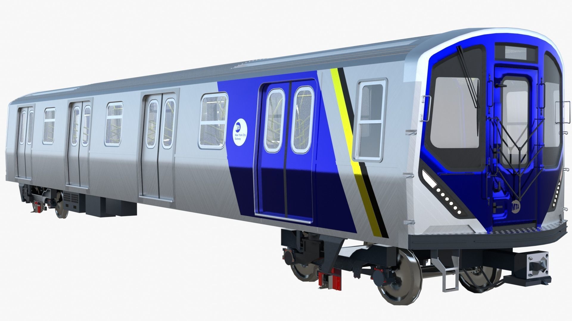NYC subway car R211 PBR 3D model_1