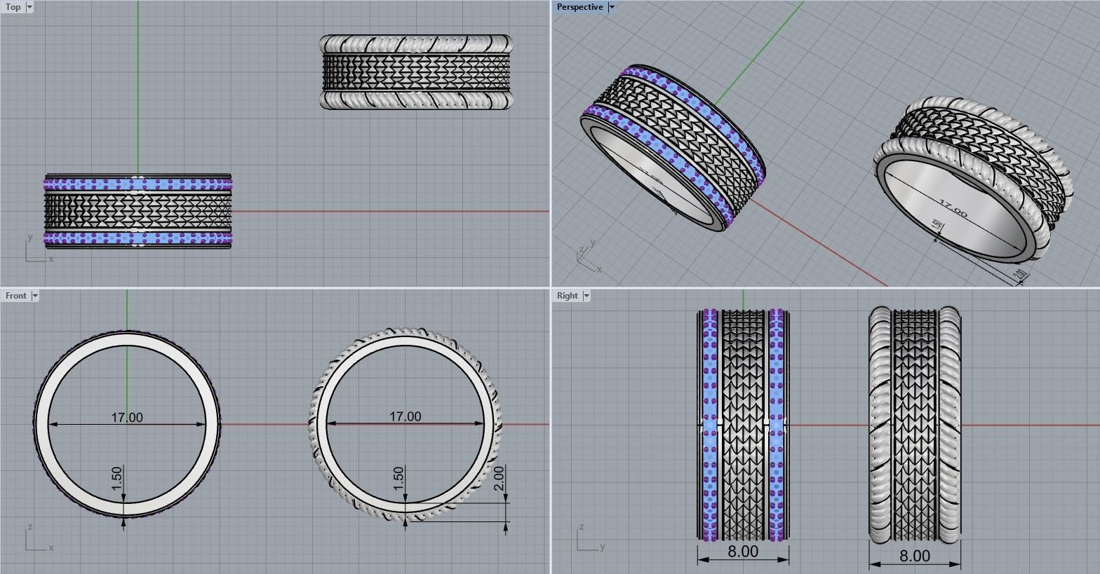Dragon scale ring model 303 3D print model_3