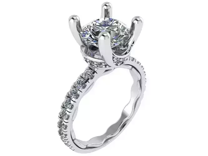 Square Halo Ring With Band 1871  3D print model