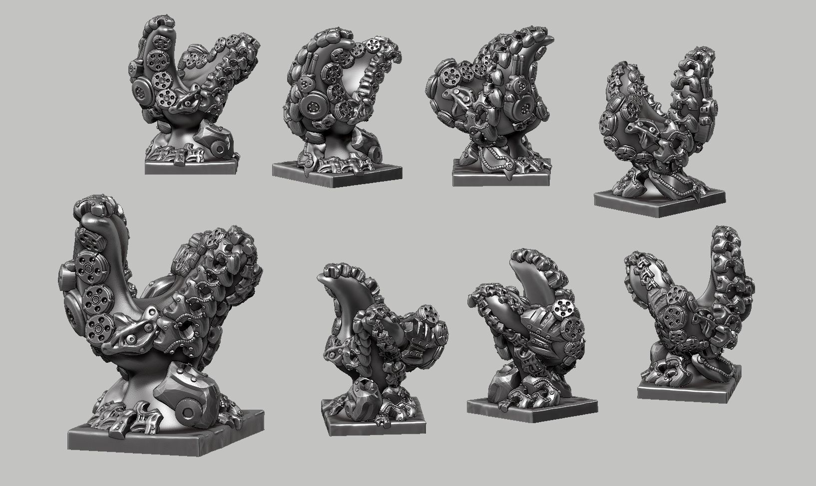 Modern Abstract robotic sculpture 3d print model 149 3D print model_2