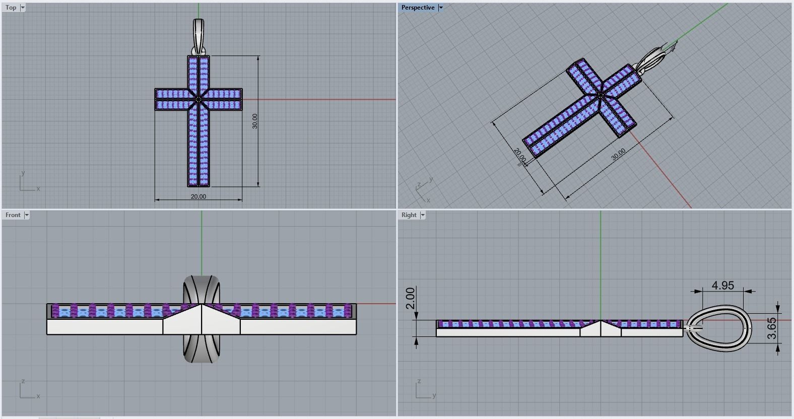 Cross with gems model 302 3D print model_1