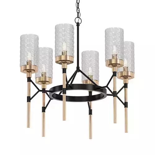 Aspiring chandelier with gold and glass shades