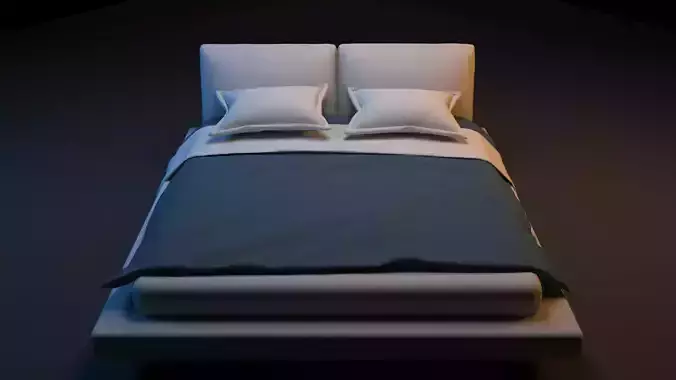 Bed PBR Game ready with two pillows